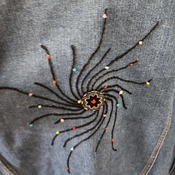 Womens Terra & Sky Embroidered Denim Jean Jacket 0X(14W) - Picture 5 of 7